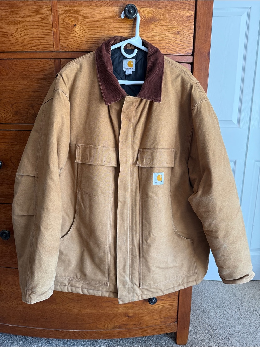 Carhartt Tan Brown-Trim Duck Canvas Work Jacket